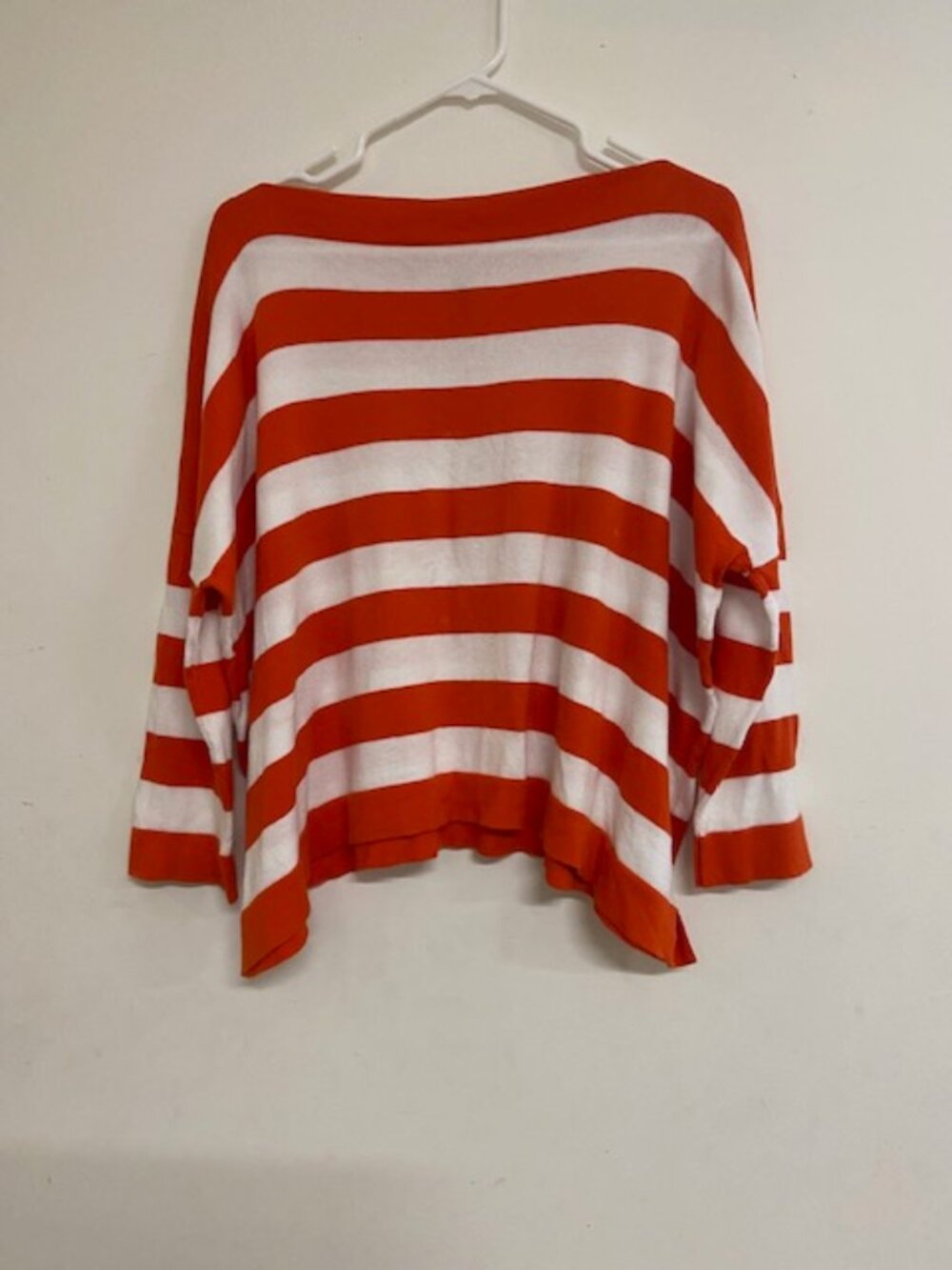Daniela Gregis Cotton Knit Riga Barchetta Sweater in Orange Stripes One Size